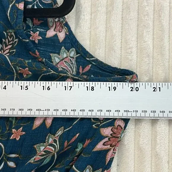 WILLIAMRAST Women Ruffle Mini Dress Layered Floral Green Size XXL Sleeveless Tie - Picture 12 of 13